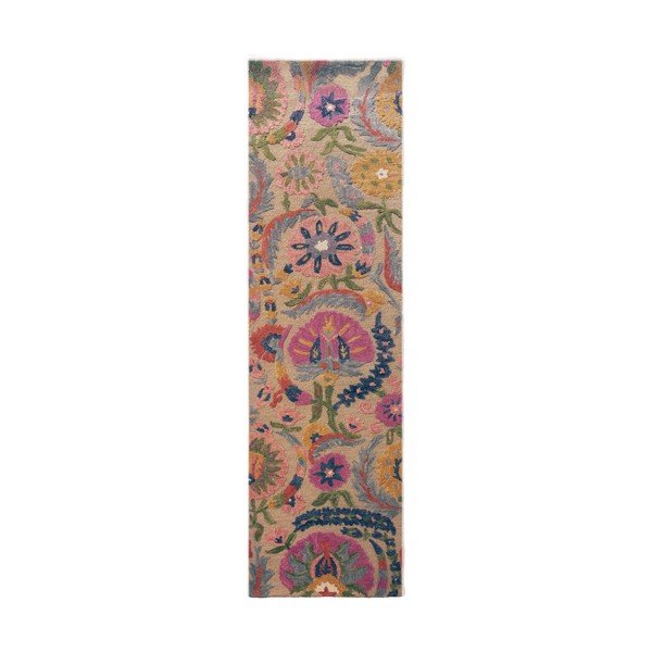 Passatoia in lana tessuta a mano 80x300 cm Amira Floral  – Flair Rugs