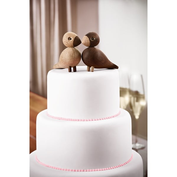 Statuette in set di 2 pezzi in legno di quercia Lovebirds - Kay Bojesen Denmark-image-1