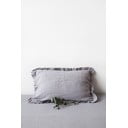 Federa di lino grigio chiaro con bordo a righe , 50 x 60 cm Light Grey - Linen Tales