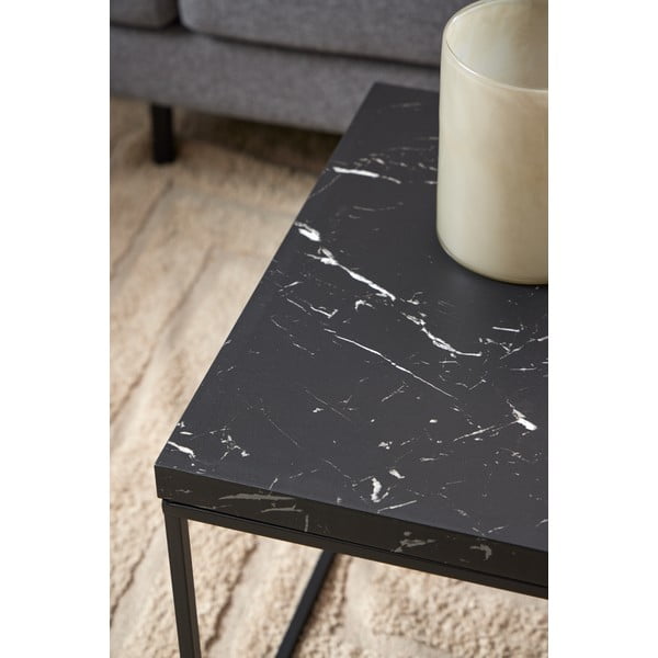 Tavolino nero con piano in marmo 55x110 cm Barossa - Actona-image-2