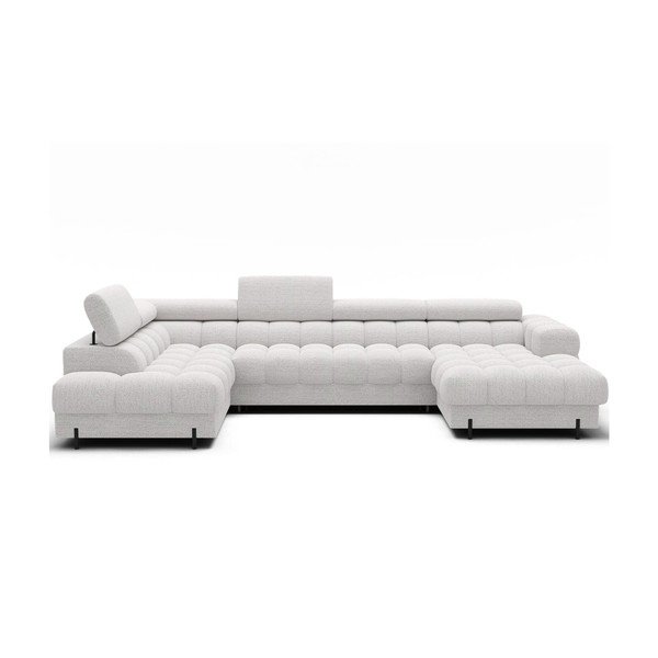 Divano angolare color crema allungabile (con penisola a sinistra/a U) con rivestimento in bouclé Feraria – ELTAP