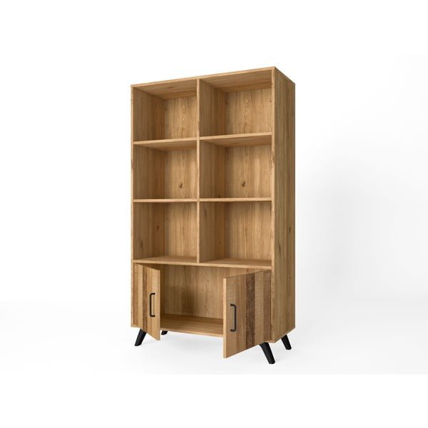Libreria in rovere decorato in colore naturale 92x160 cm Nordic - Marckeric-image-3