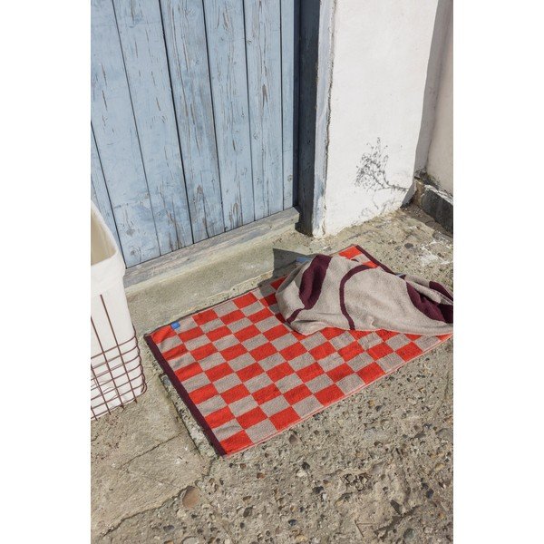 Tappetino per il bagno arancione/beige in cotone organico per la doccia 50x80 cm Retro – Mette Ditmer Denmark-image-1