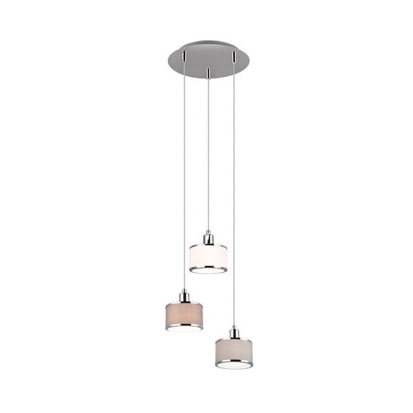 Lampada a sospensione in beige e argento con paralume in tessuto ø 29 cm Kaprun - Trio