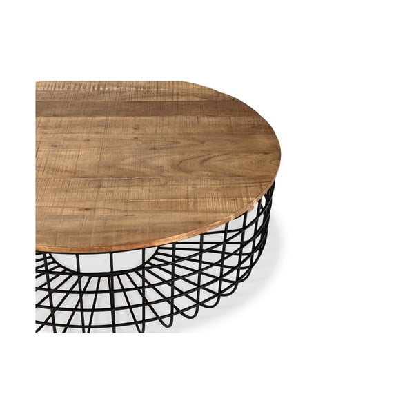 Tavolino da salotto rotondo di colore naturale con piano in acacia ø 102 cm Suvan – MOME-image-1