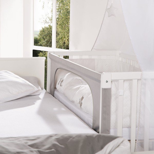 Lettino bianco/grigio con ruote 60x120 cm Fox & Bunny – Roba-image-2