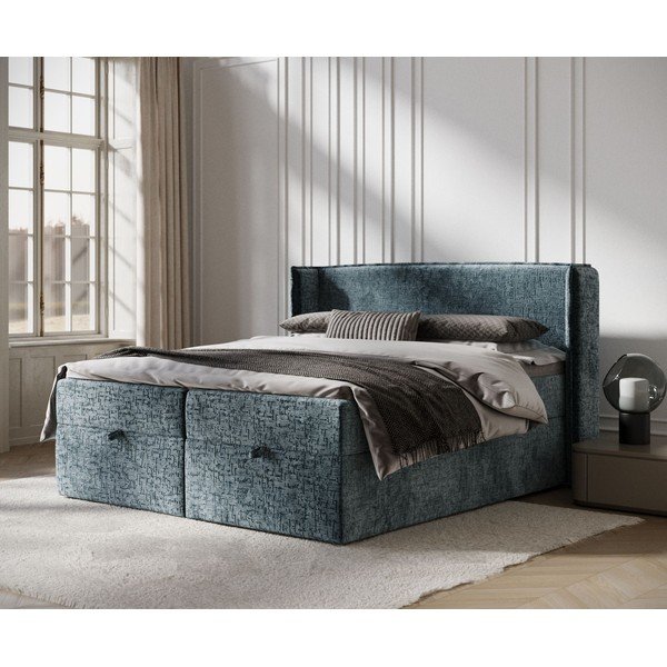 Letto boxspring blu con spazio contenitivo 180x200 cm Passion - Maison de Rêve-image-1