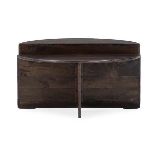 Tavolino da salotto rotondo marrone scuro in mango massiccio ø 80 cm Divya – MOME-image-1