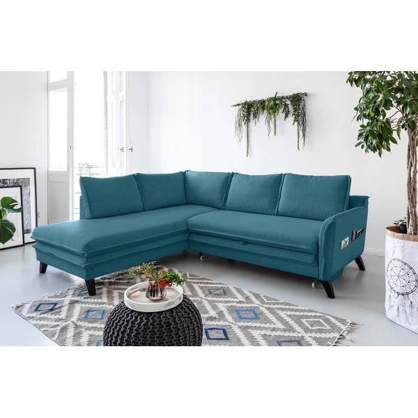 Divano letto angolare turchese L, angolo sinistro Charming Charlie - Miuform-image-4