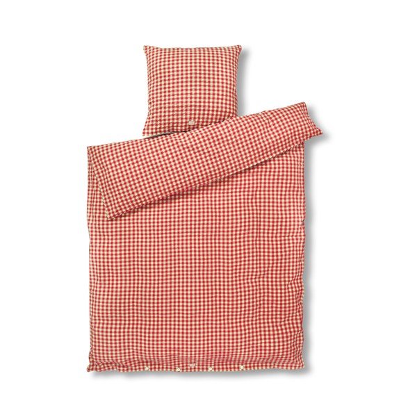 Set copripiumino e federa rosso e giallo in crêpe per letto singolo 140x200 cm Bæk&Bølge – JUNA