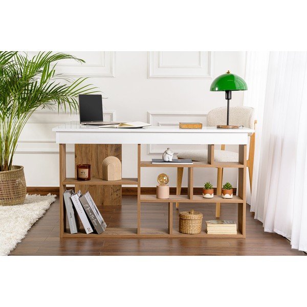 Scrivania angolare con effetto pino 120x130 cm Vesper – Kalune Design-image-3