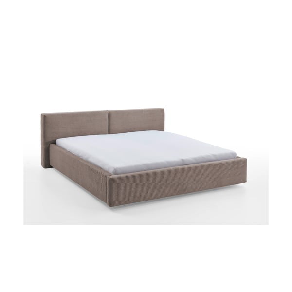 Letto matrimoniale marrone chiaro con spazio contenitivo e rete inclusa 200x200 cm Cube – Meise Möbel