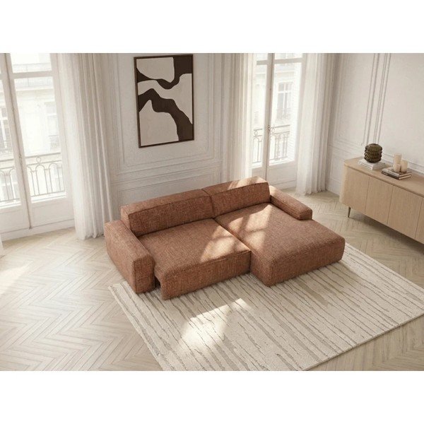 Divano angolare arancione allungabile/con movimento relax elettrico (con penisola a destra) Abel – Bobochic Paris-image-2