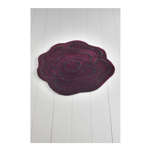 Tappeto da bagno viola scuro Big Rose Maroon, ⌀ 90 cm - Foutastic