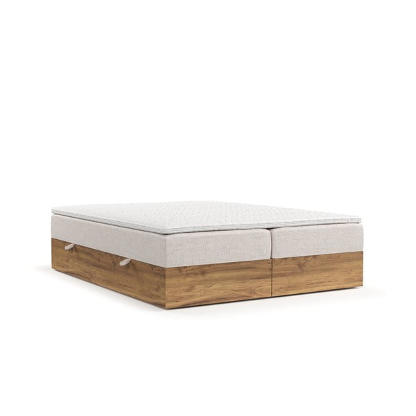 Letto boxspring con contenitore in marrone chiaro-naturale 180x200 cm Faro - Maison de Rêve