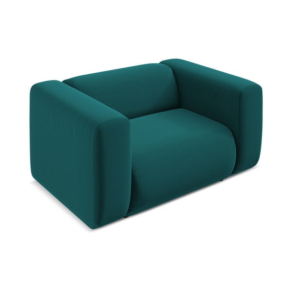 Poltrona turchese con rivestimento in velluto Ekahi – Makamii-image-3