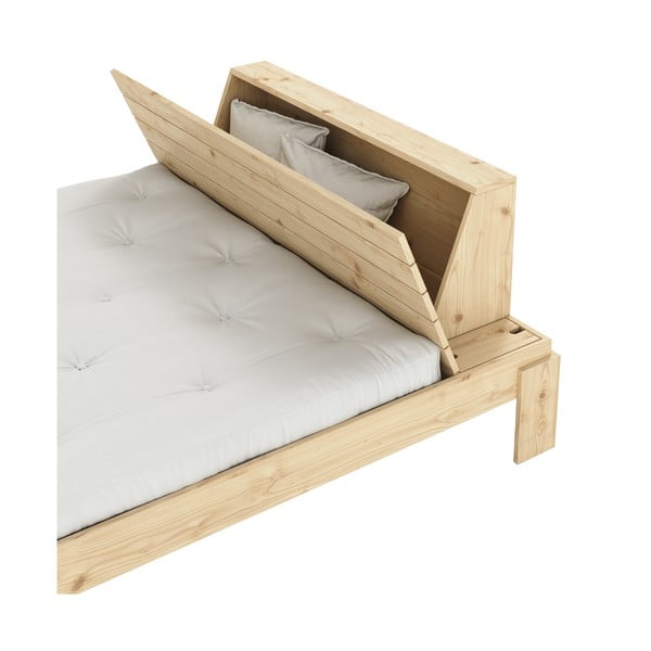 Letto matrimoniale di colore naturale in pino massiccio con rete inclusa 160x200 cm Layers – Karup Design-image-4