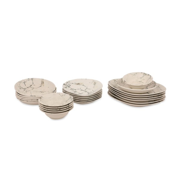 Set di piatti in porcellana da 24 pezzi Marmo chiaro - Kütahya Porselen-image-2