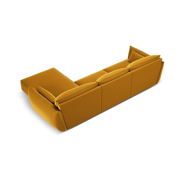 Divano angolare color senape (con penisola a destra/con chaise lounge) con rivestimento in velluto Vanda – Mazzini Sofas-image-3