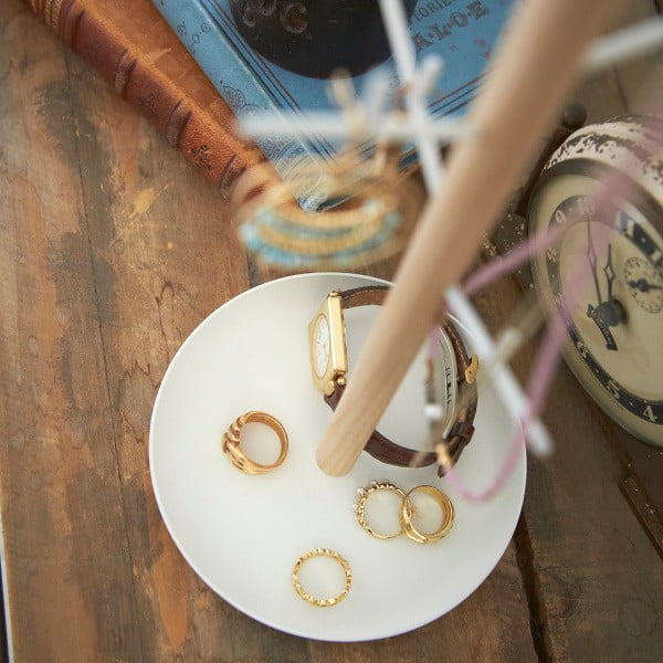 Portagioie bianco con dettaglio in faggio Branch Tosca - YAMAZAKI-image-2