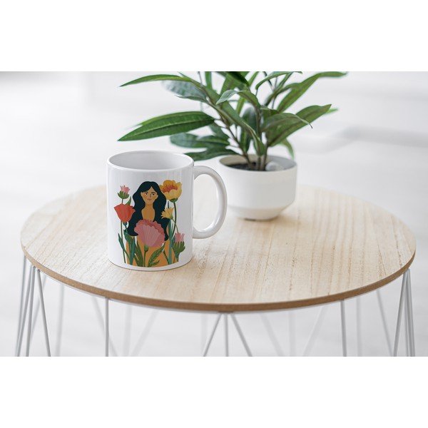 Tazza in ceramica bianca, 330 ml Flower Or Woman - Butter Kings-image-1