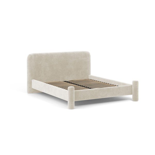 Letto matrimoniale imbottito beige con rete inclusa 160x200 cm Vera – Micadoni -image-1