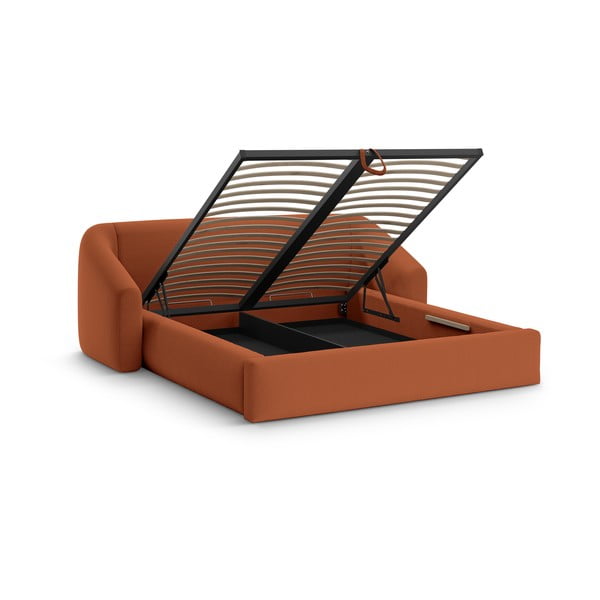 Letto matrimoniale imbottito color mattone con contenitore con rete inclusa 160x200 cm Campi – Cosmopolitan Design-image-2