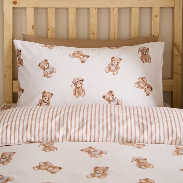 Set copripiumino e federa da bambini color crema in flanella per letto singolo 120x150 cm Brushed Teddy Bear – Catherine Lansfield-image-3