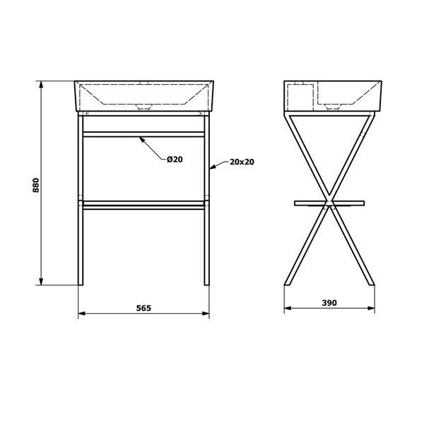 Scaffale da sotto lavabo nero 56,5x72 cm Ferro – Sapho-image-3