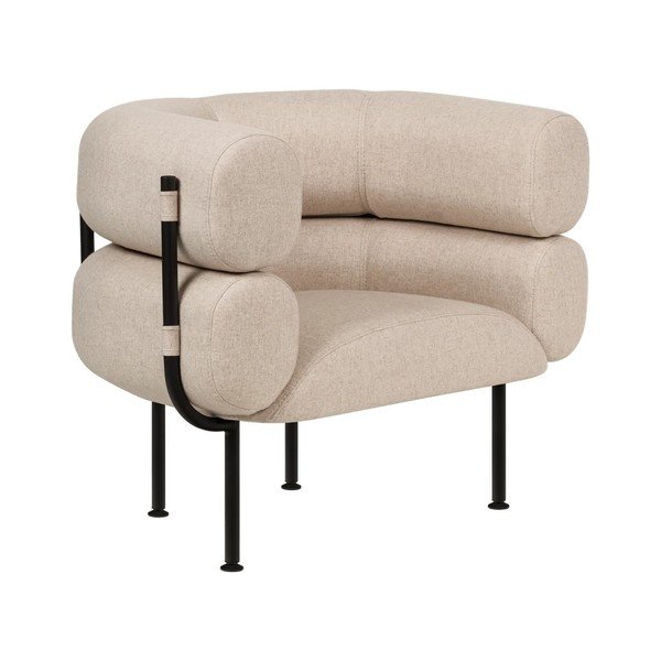 Poltrona beige con rivestimento in lana Ubi – noo.ma