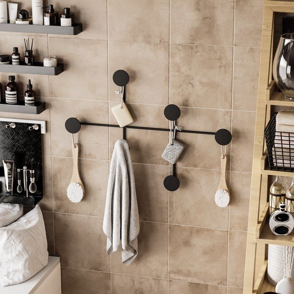 Attaccapanni da parete nero in metallo Dama - Kalune Design-image-3