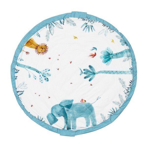 Tappeto da gioco per bambini bianco e blu Sous mon Baobab - Moulin Roty