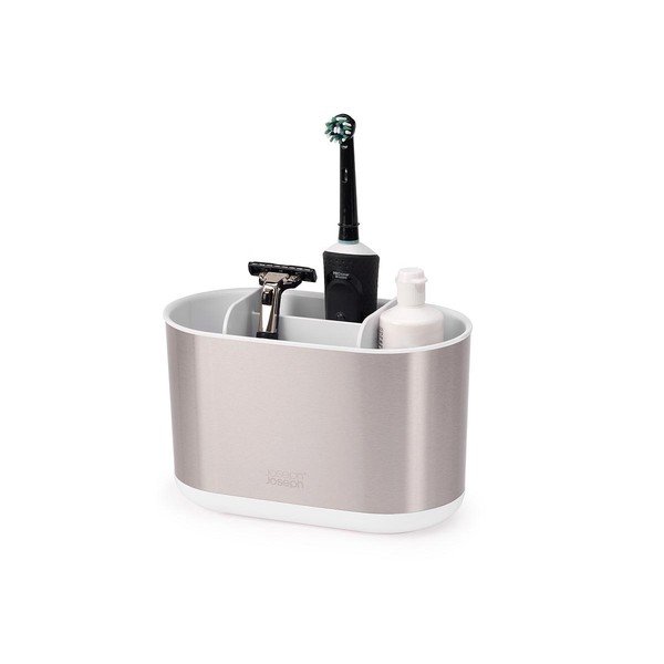 Portaspazzolino verticale argentato in acciaio inox Duo Steel – Joseph Joseph