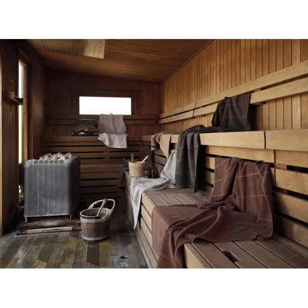 Asciugamano tipo terry grigio tortora in cotone 50x100 cm Sauna – Zone-image-1