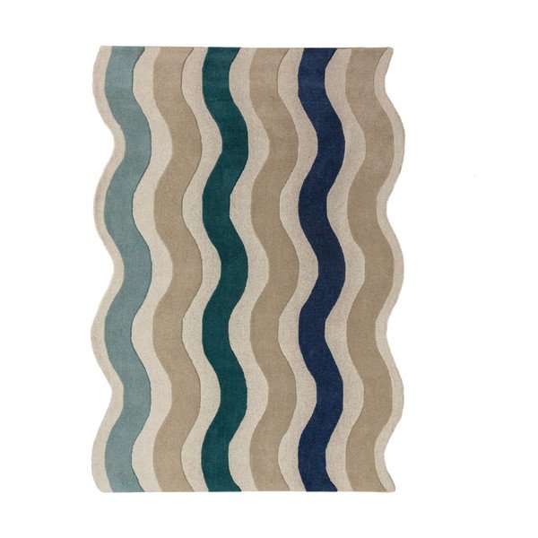 Tappeto blu in lana tessuto a mano 200x290 cm Cascade Wool – Flair Rugs
