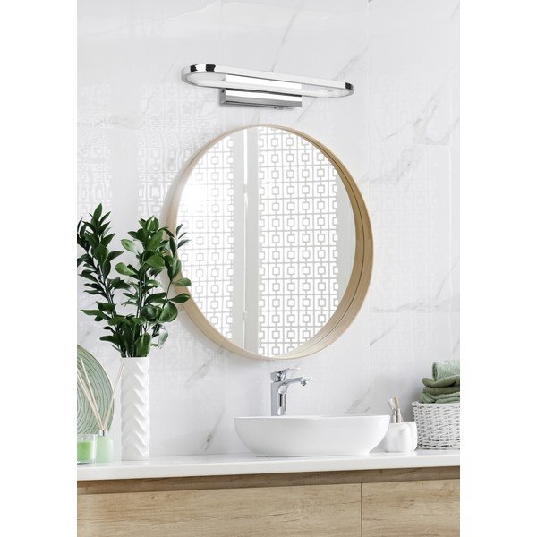 Lampada da parete a LED in argento lucido (lunghezza 40 cm) Gianni - Trio-image-1