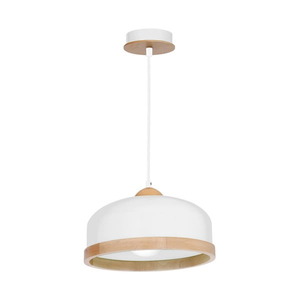 Lampada a sospensione bianca con dettagli in legno Homemania Uno Studio - Homemania Decor