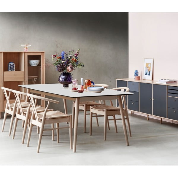 Tavolo da pranzo pieghevole con piano in rovere decorato in colore naturale 90x165 cm Meza - Hammel Furniture-image-1