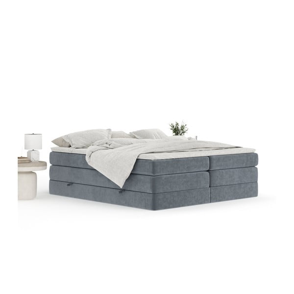 Letto boxspring grigio scuro con contenitore/senza testiera 160x200 cm Juniper – Maison de Rêve-image-3