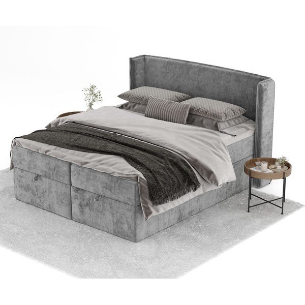 Letto boxspring grigio con spazio contenitivo 160x200 cm Passion - Maison de Rêve-image-2