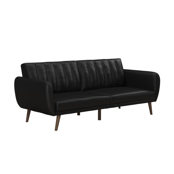 Divano letto nero in similpelle 207 cm Brittany - Novogratz-image-2