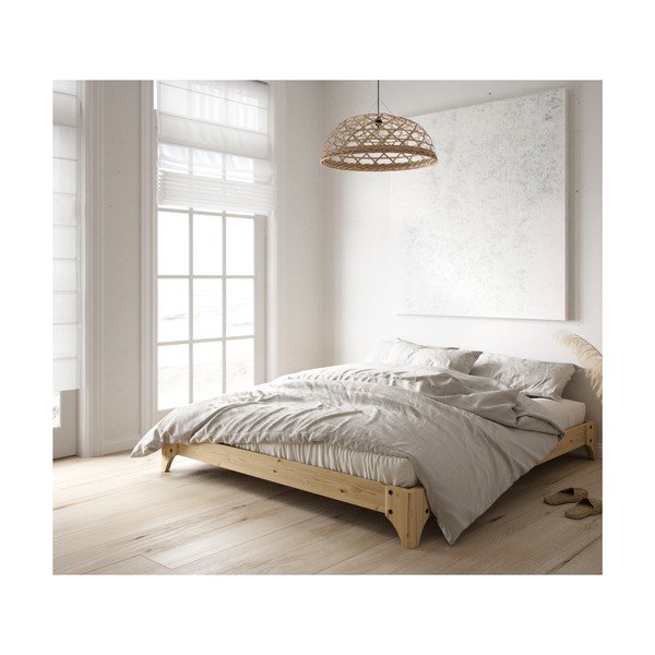 Letto matrimoniale in legno di pino con materasso e tatami Double Latex Natural Clear/Natural, 160 x 200 cm Elan - Karup Design-image-3