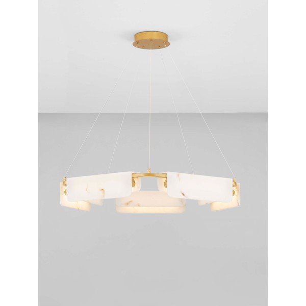 Lampadario LED color crema/color ottone con effetto marmo con intensità regolabile ø 93 cm Aider – Nova Luce-image-3
