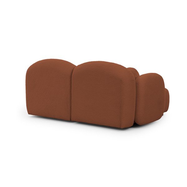 Divano angolare color terracotta (con penisola a sinistra/con chaise lounge) con rivestimento in bouclé Orbit – Ropez-image-3