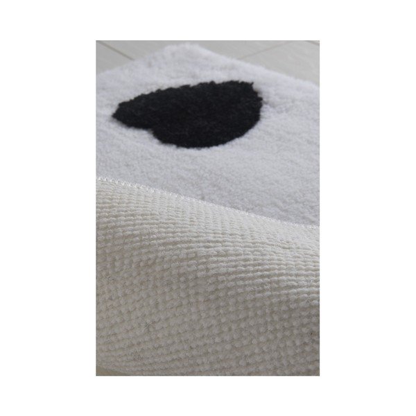 Set di 3 tappetini da bagno in bianco e nero Minik Kalp - Foutastic-image-1