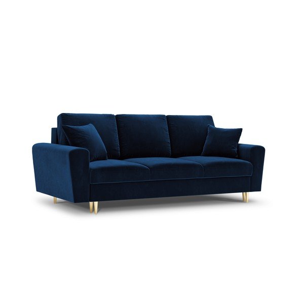Divano blu allungabile e con contenitore con rivestimento in velluto 235 cm Kyoto – Cosmopolitan Design-image-1
