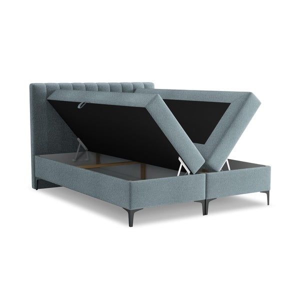 Letto boxspring azzurro con contenitore 180x200 cm Puhala – Makamii-image-1
