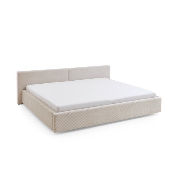 Letto matrimoniale imbottito beige con contenitore con rete inclusa 200x240 cm Cube – Meise Möbel