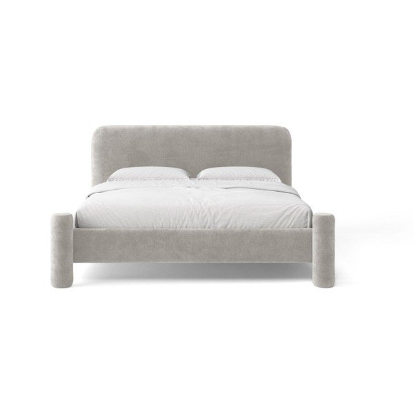Letto matrimoniale imbottito grigio chiaro con rete inclusa 160x200 cm Vera – Micadoni -image-1