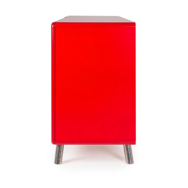 Cassettiera rossa con fori in vetro Cobra, larghezza 163 cm - Tenzo-image-1